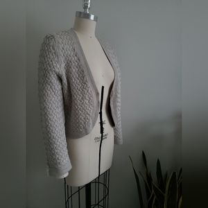 BANANA REPUBLIC silver grey basket weave knit cardigan